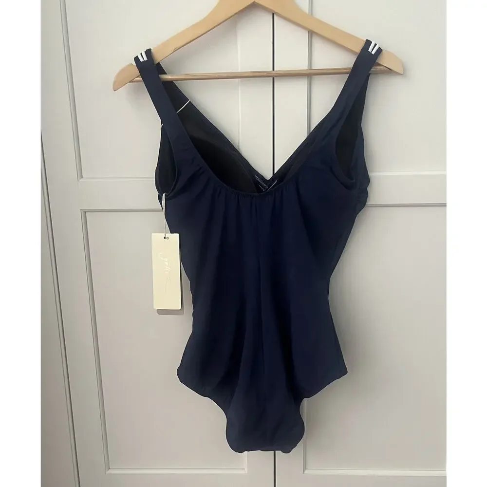 Gottex Navy Blue Socialite Slimming One Piece Swimsuit Size 10 NWT - Picture 4 of 6